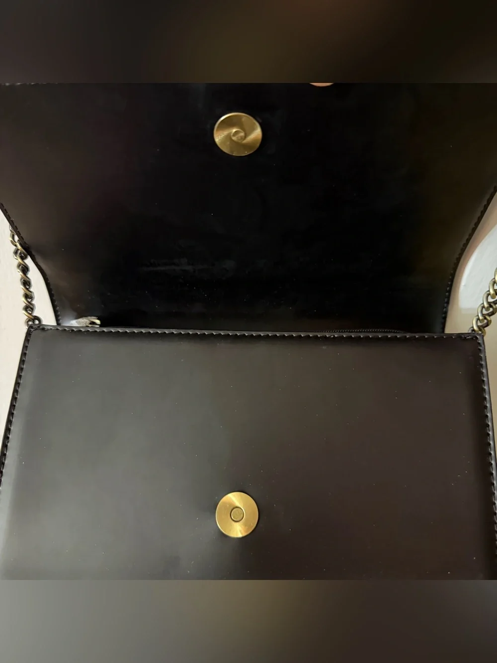 Aldo Serpent Gold Snake Metal Black Faux Leather Purse Chain Crossbody Bag NWOT